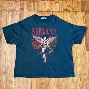 Daydreamer Nirvana In Utero Trippy Heart Oversized T-Shirt Vtg Black O/S